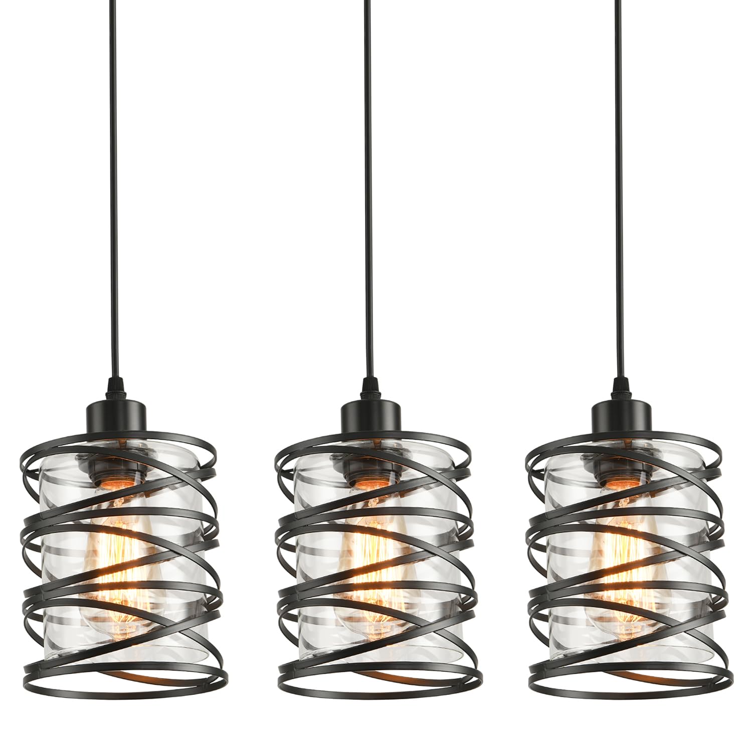 IHENGYANLT 3-Pack pendant light with glass shade enhances kitchen island illumination