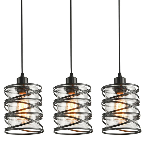 IHENGYANLT 3-Pack pendant light with glass shade enhances kitchen island illumination