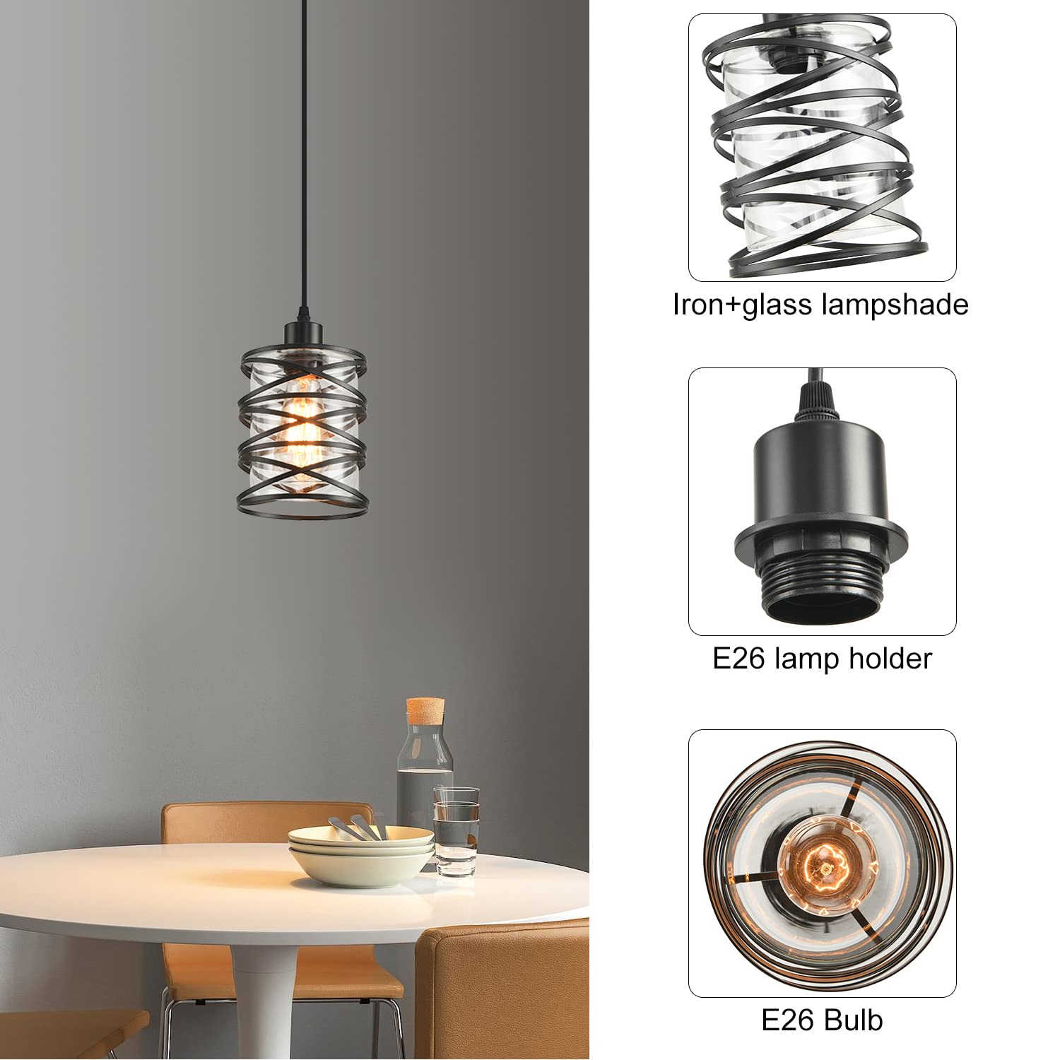 IHENGYANLT glass shade with clear inner detail creates inviting ambient light