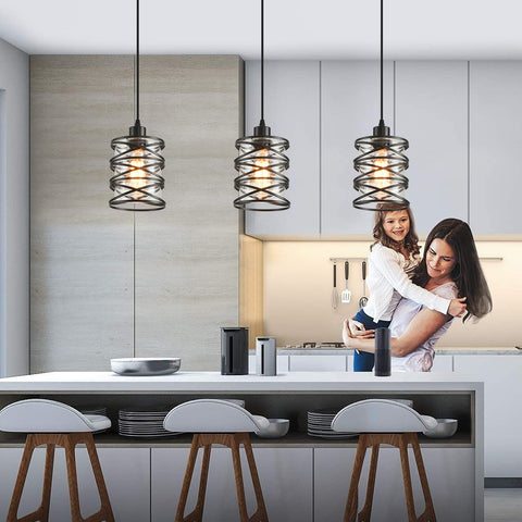 IHENGYANLT spiral cage pendant showcases modern spiral design in contemporary kitchens