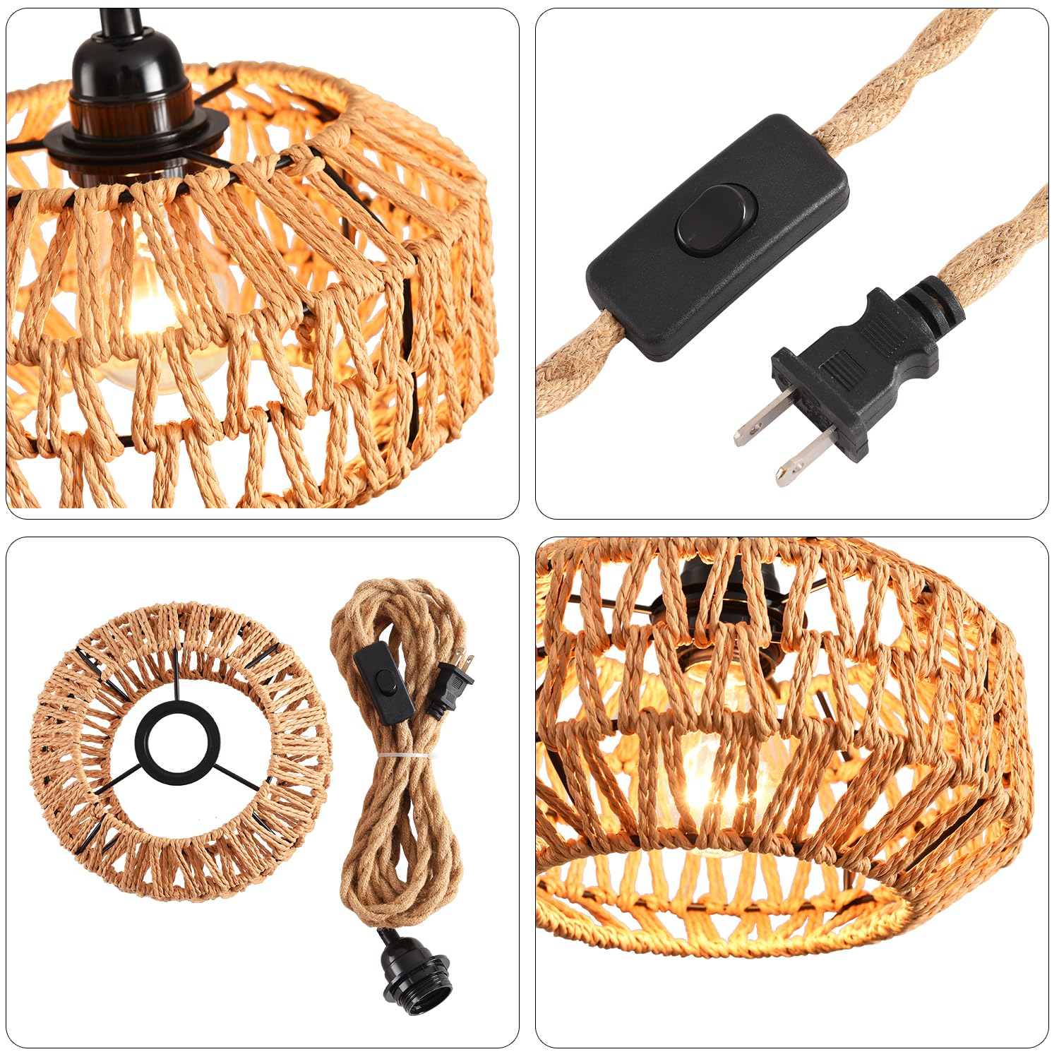 IHENGYANLT braided rope lamp with warm glow for walls and ceilings