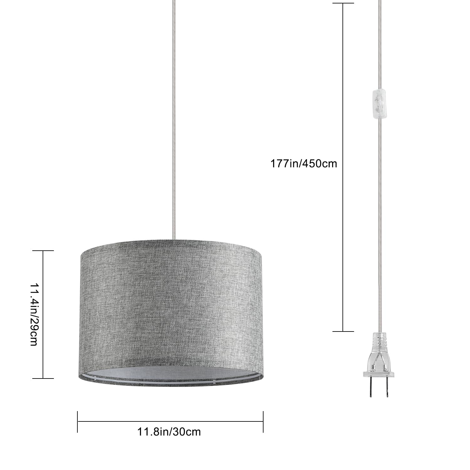 IHENGYANLT E26 socket compatible pendant enables easy LED bulb upgrades.