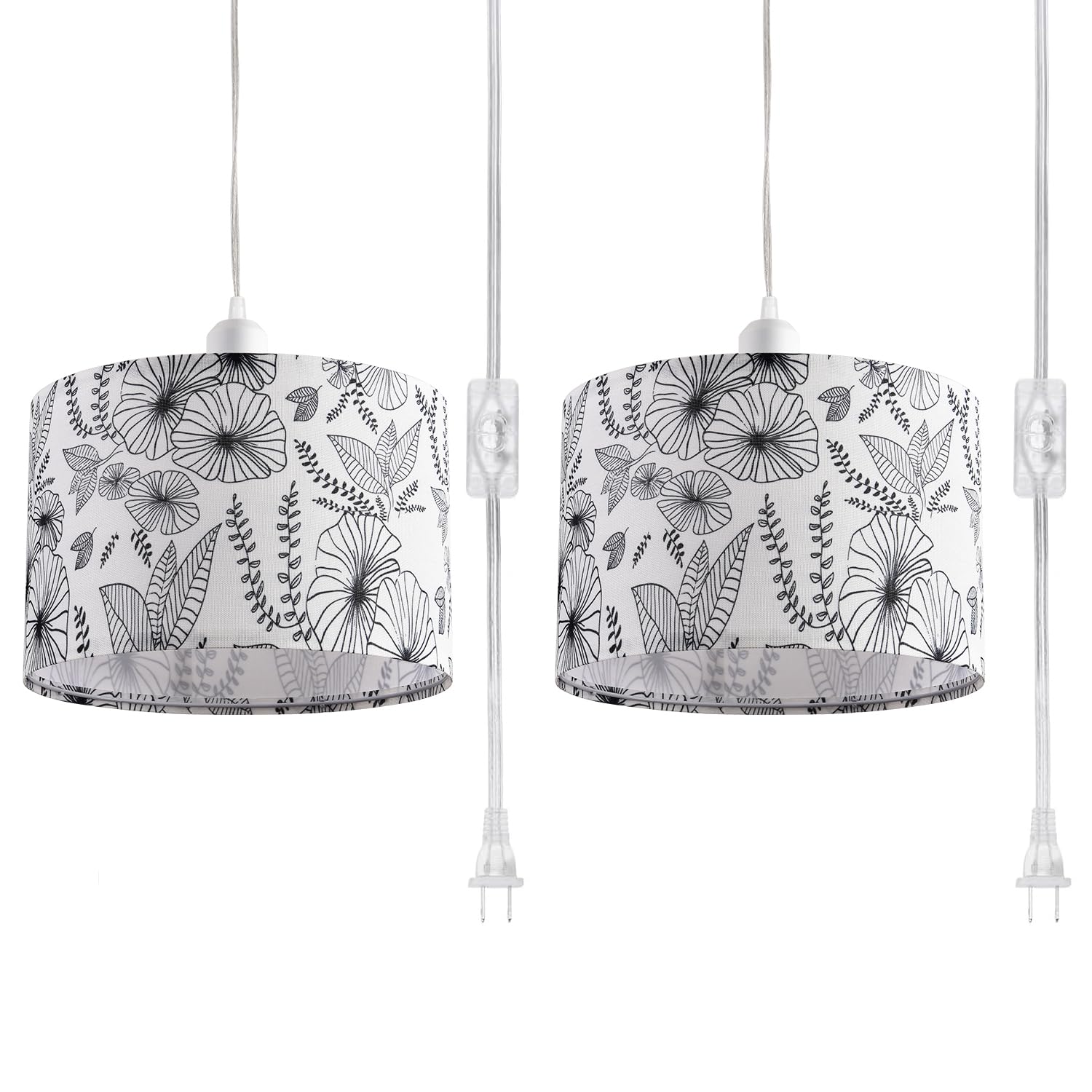 IHENGYANLT floral fabric shade pendant light pair enhances living room decor