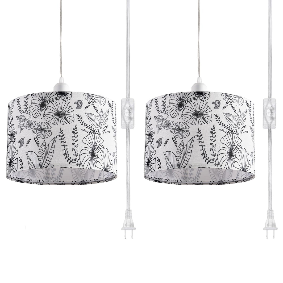 IHENGYANLT floral fabric shade pendant light pair enhances living room decor