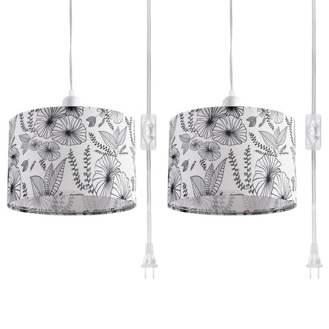 IHENGYANLT floral fabric shade pendant light pair enhances living room decor
