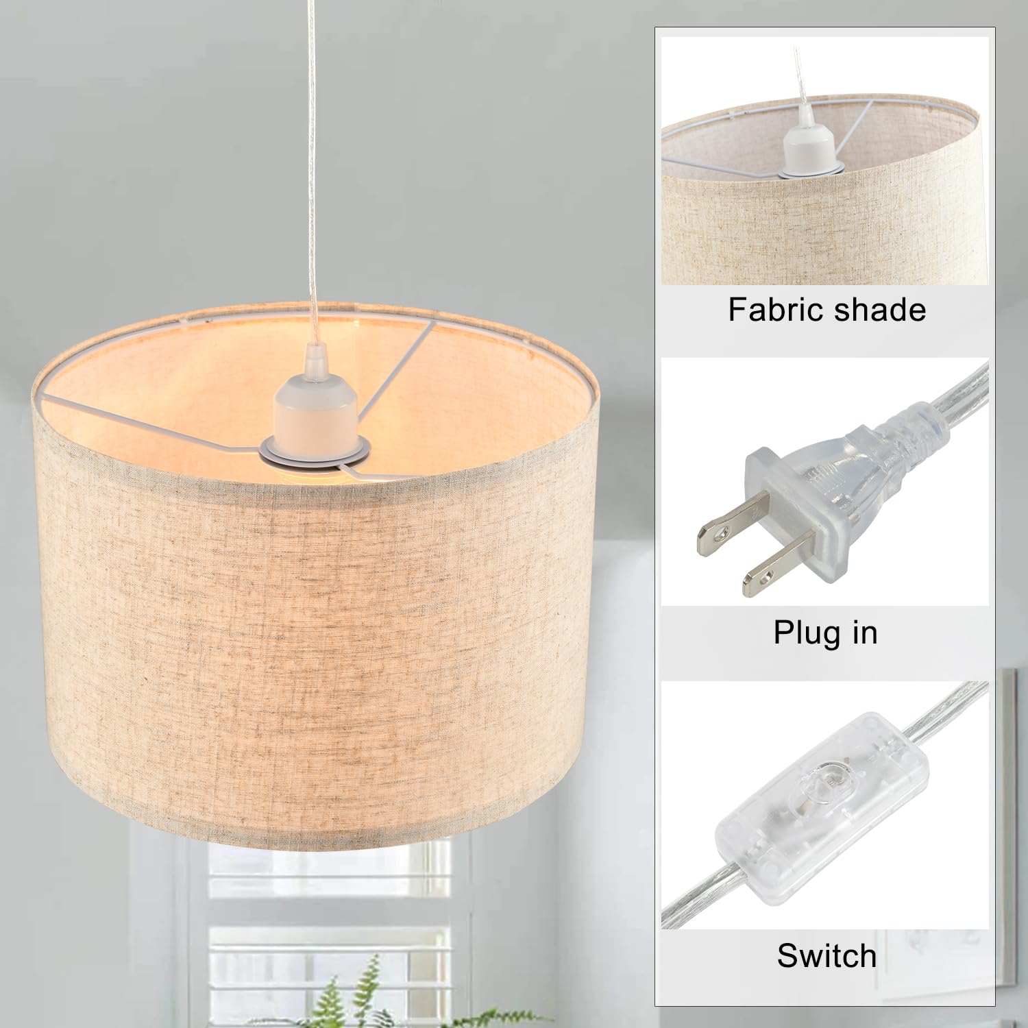 IHENGYANLT pendant light with on/off switch detail.