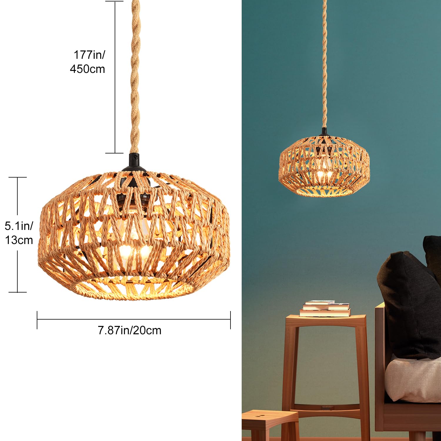 IHENGYANLT plug-in pendant light with easy install setup