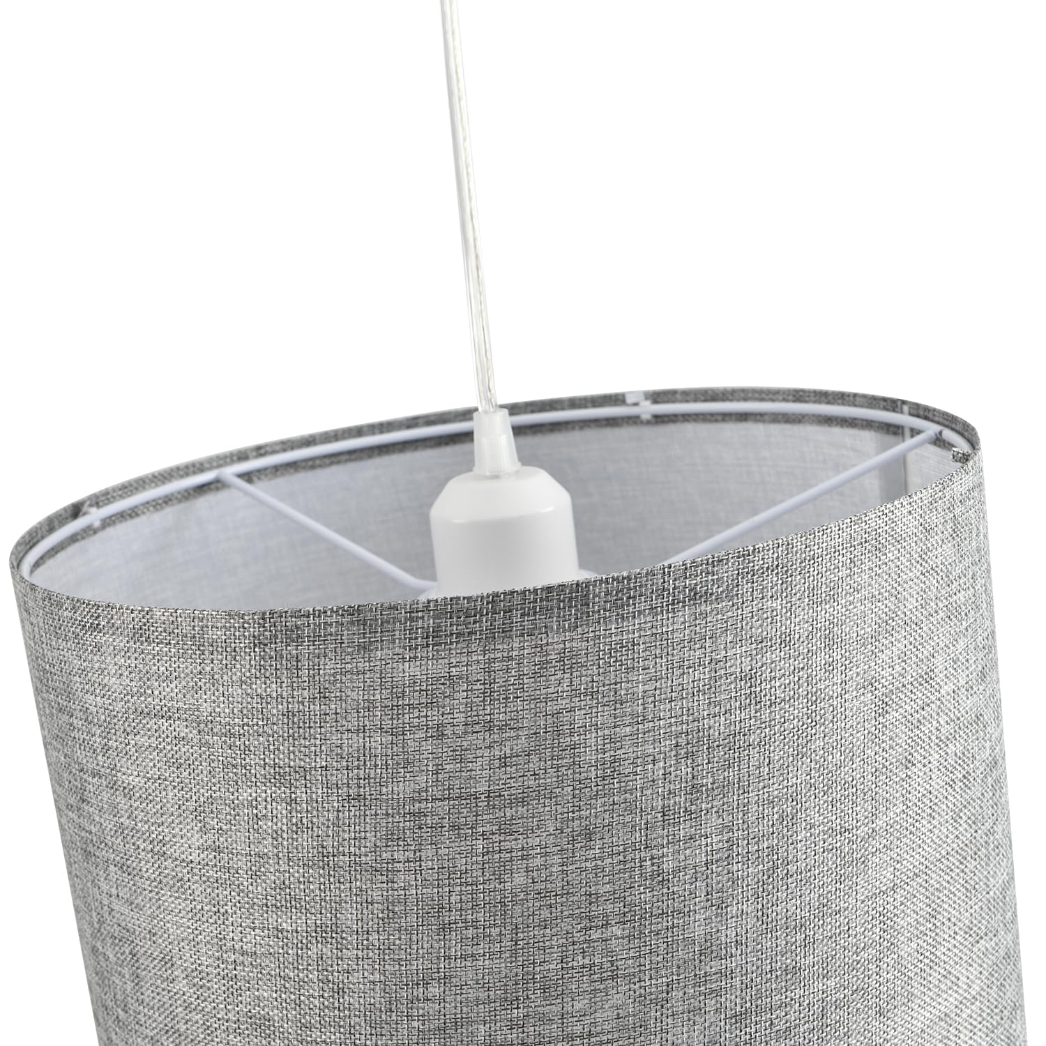 IHENGYANLT plug-in pendant light with grey shade creates cozy living room ambience.