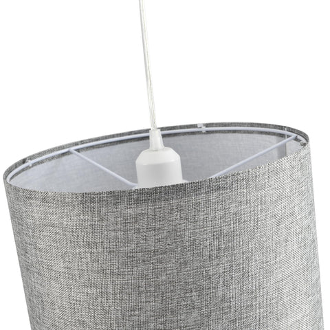 IHENGYANLT plug-in pendant light with grey shade creates cozy living room ambience.