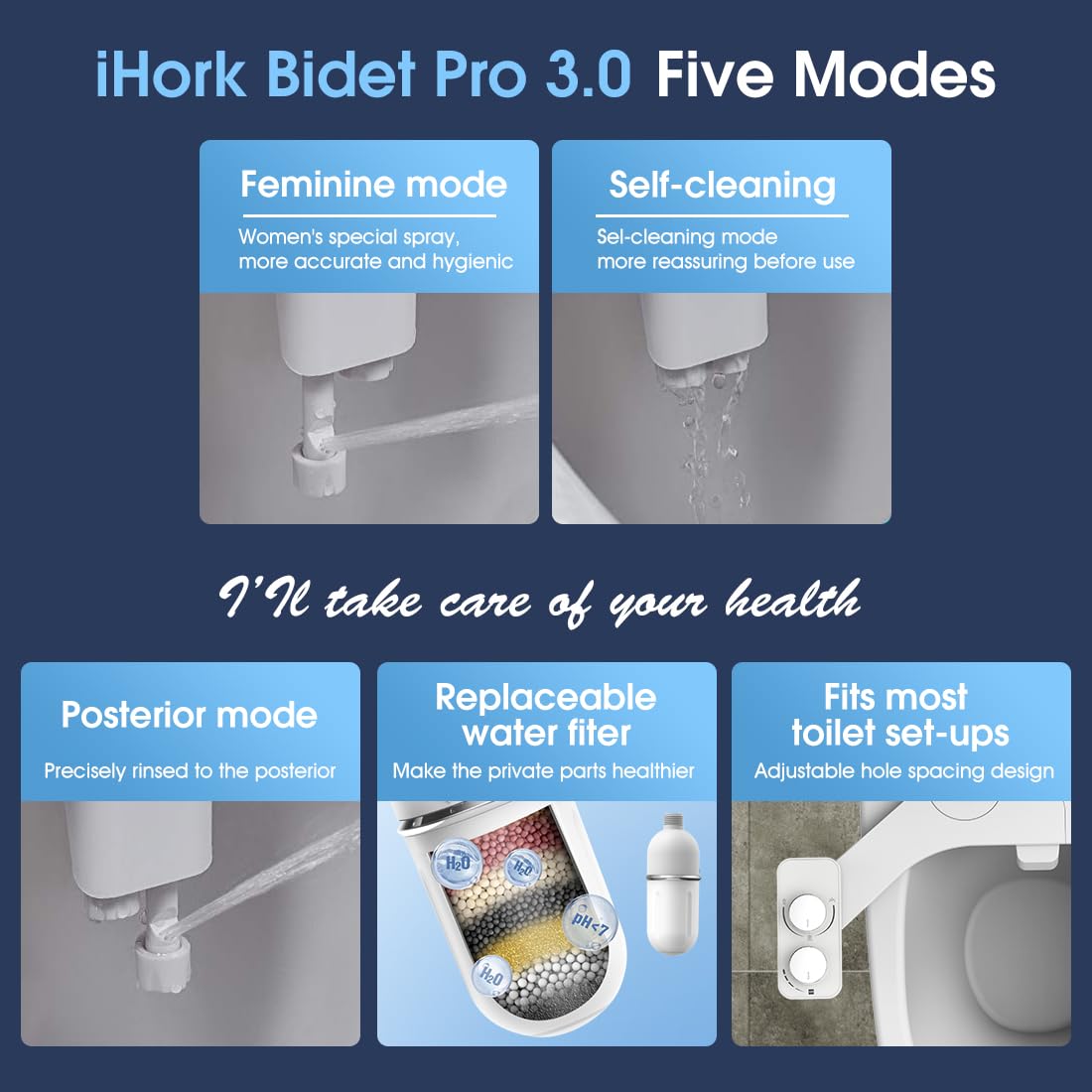 ihork bidet dual-nozzle wash with adjustable spray for personalized cleansing