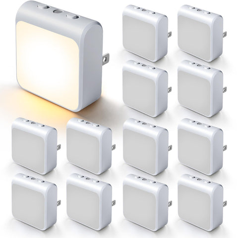 IINVGOOD 12-pack dimmable night lights with dusk-to-dawn sensor for safe night navigation.