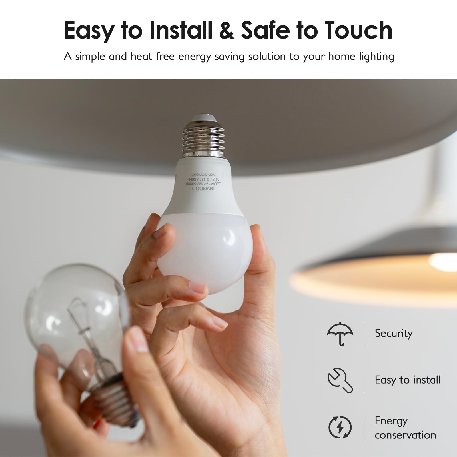 IINVGOOD 14W A19 LED Bulb is flicker-free and steady.