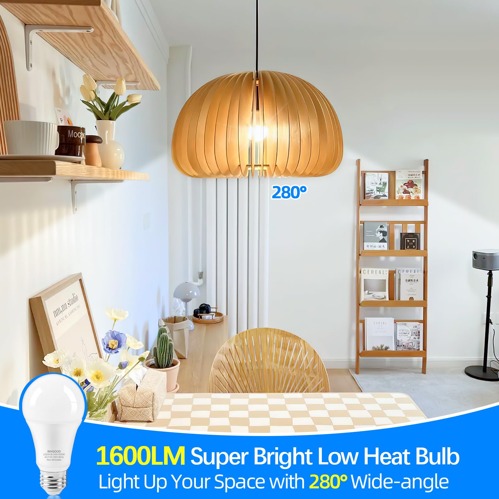 IINVGOOD E26 base bulb fits fixtures; versatile for indoor and outdoor settings.