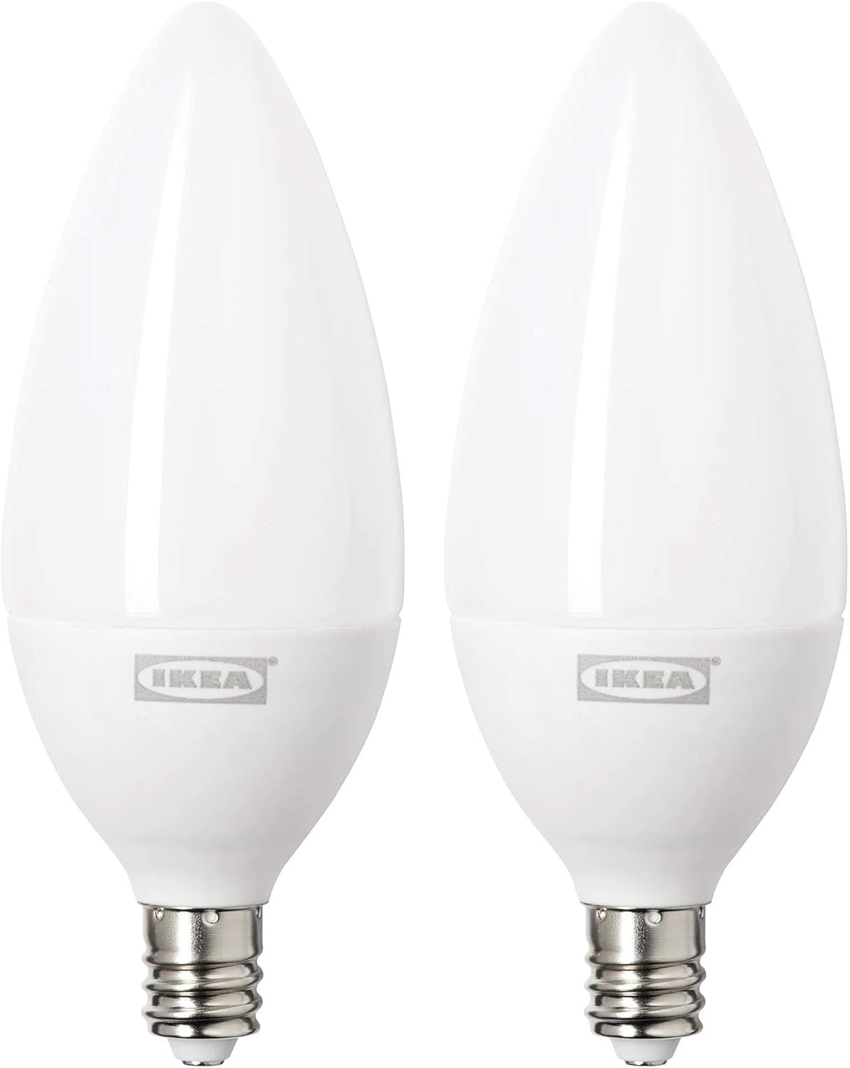 IKEA Ledare LED bulb E12, 450 lumen, warm 2700K, non-dimmable, ideal for chandeliers.