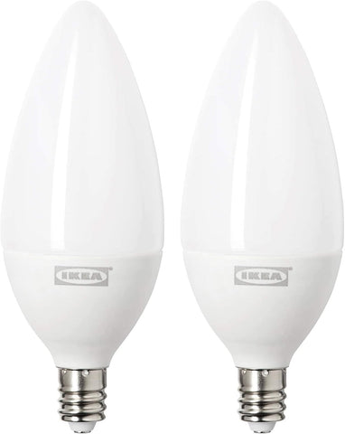 IKEA Ledare LED bulb E12, 450 lumen, warm 2700K, non-dimmable, ideal for chandeliers.
