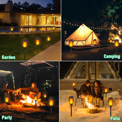 IkeeRuic solar torch lights line your garden path for safe nighttime strolls.