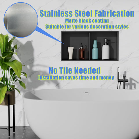 IKITRAEE 24x12 inch niche highlighting ample bathroom capacity