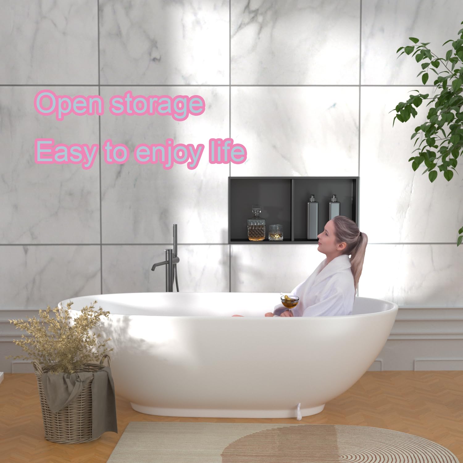 IKITRAEE stainless steel shower niche with lotus-leaf coating resists moisture