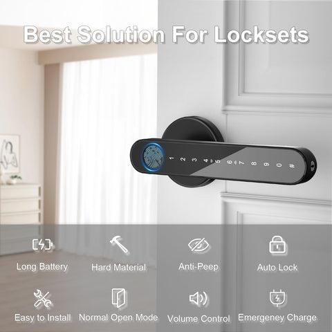 IKOED passcode keypad on door lock enables entry.