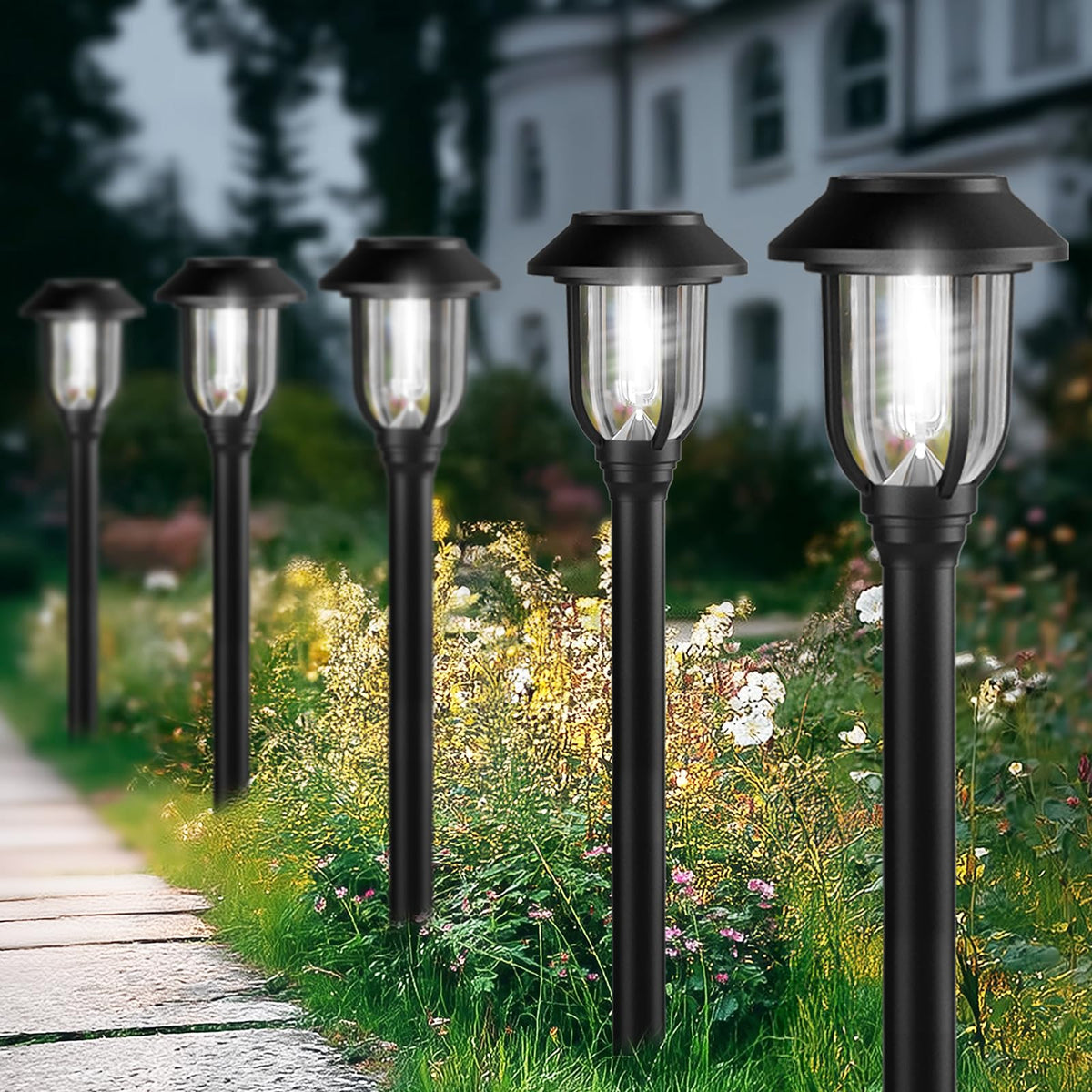 ILANCK 12-pack solar lights for outdoor pathways illuminate clearly