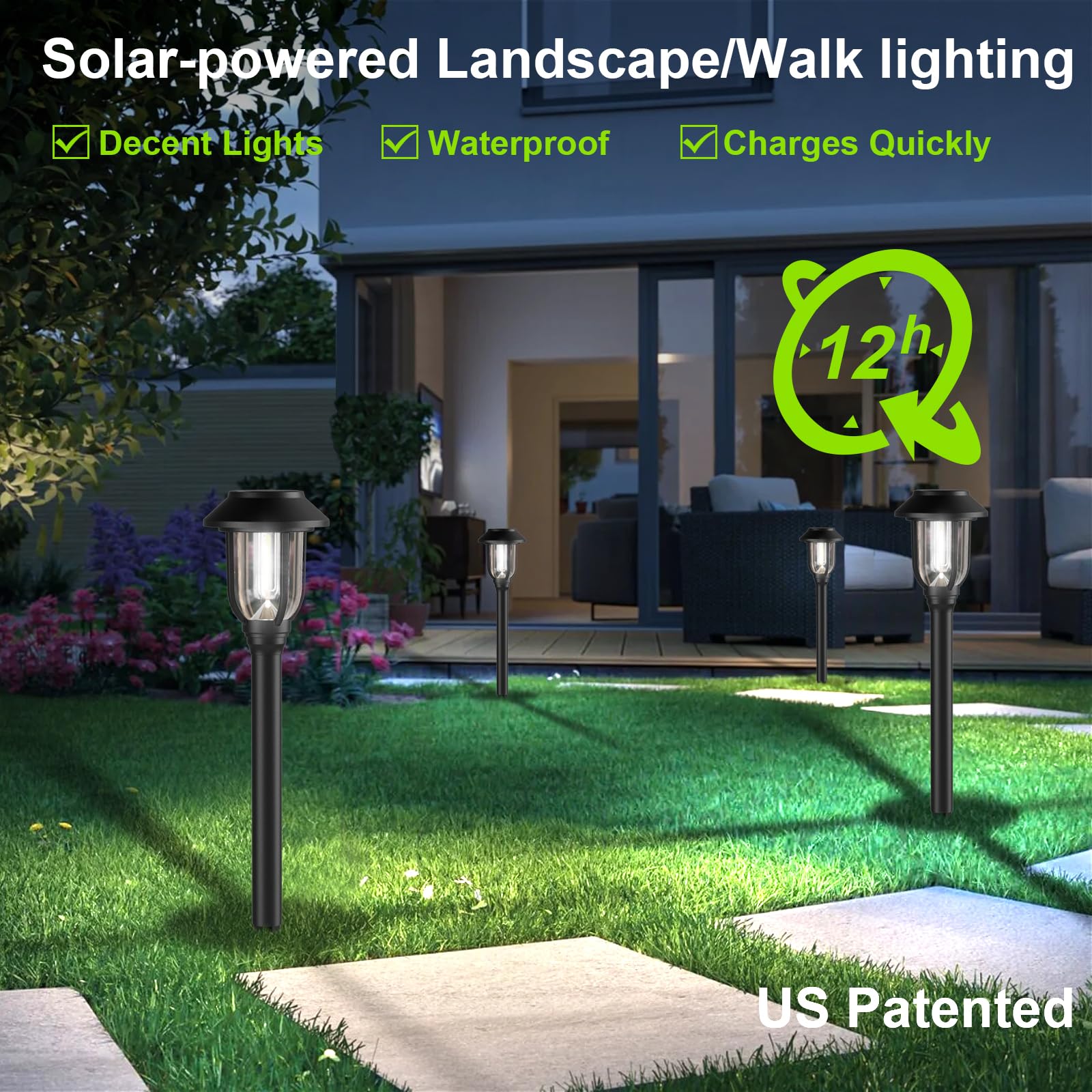 ILANCK 6000K cool white pathway light enhances nighttime visibility