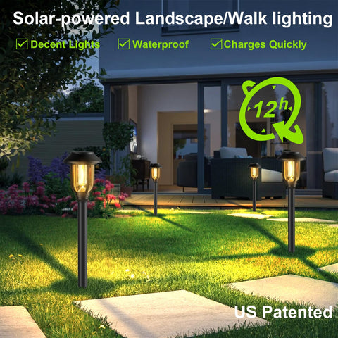 ILANCK pathway lights emit inviting warm-white illumination along paths and borders.