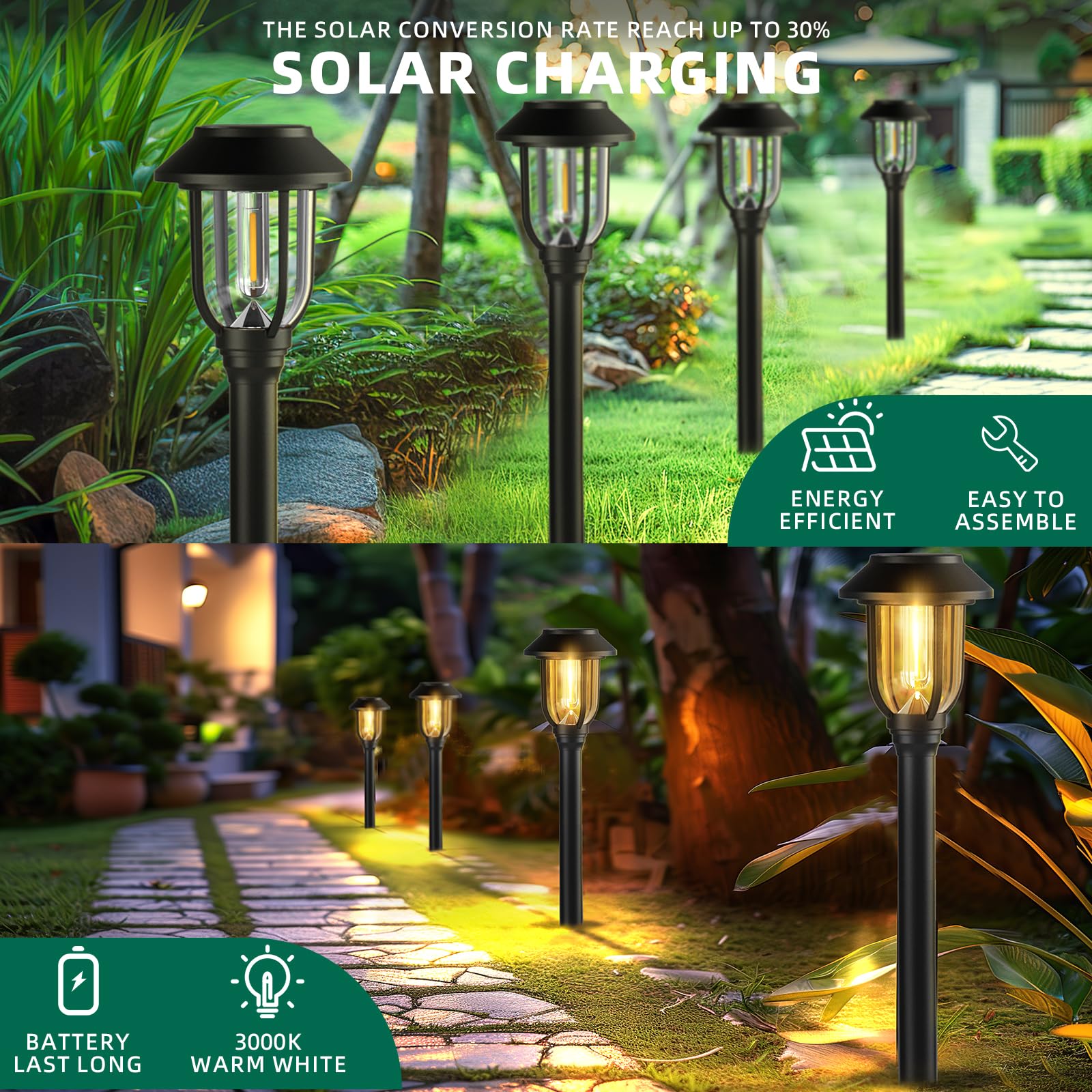 ILANCK solar pathway light shows weatherproof durability for year-round outdoor use.