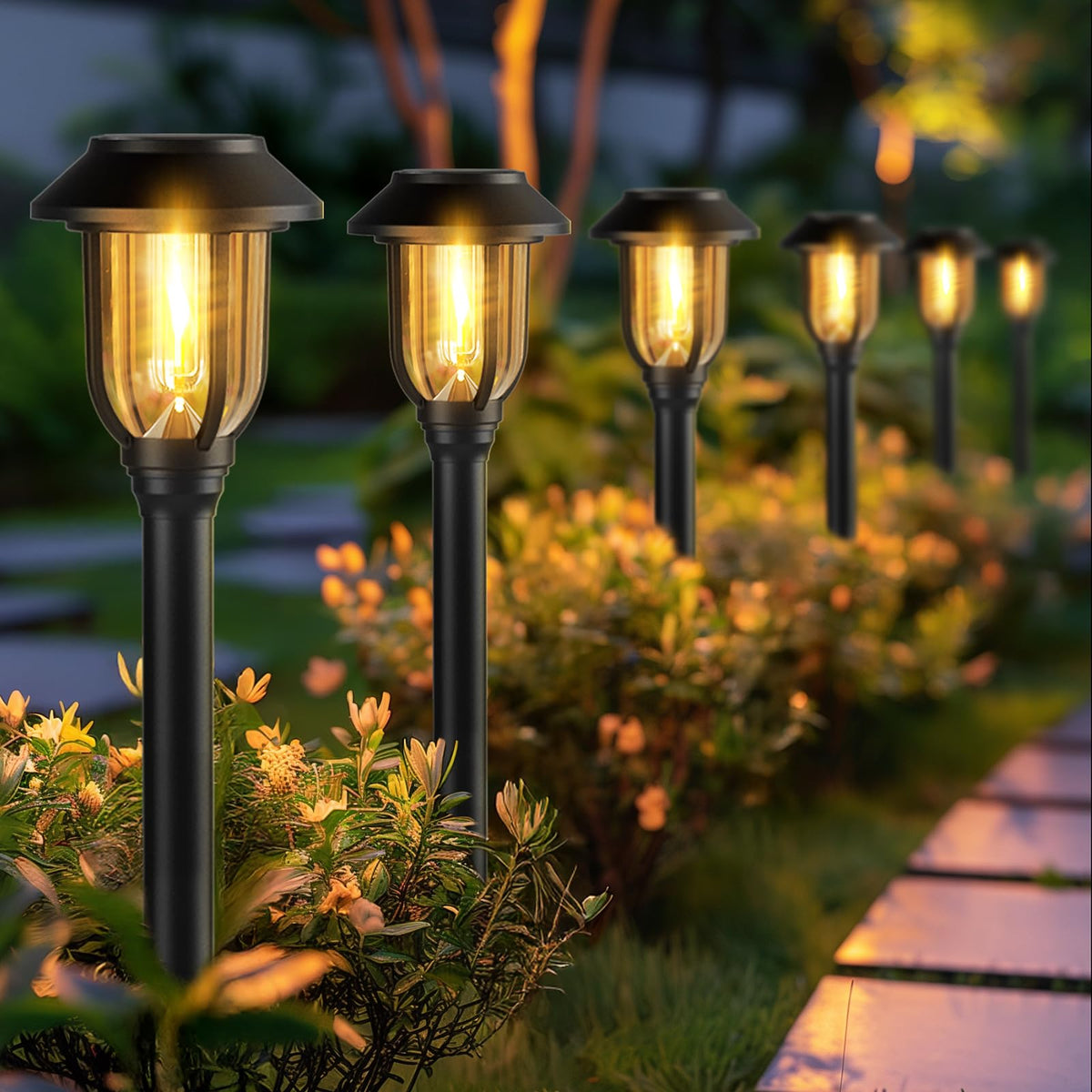 ILANCK solar pathway light with warm white glow for safe night walks.