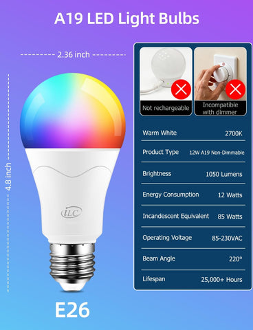 ILC E26 screw base fits standard fixtures with easy installation.