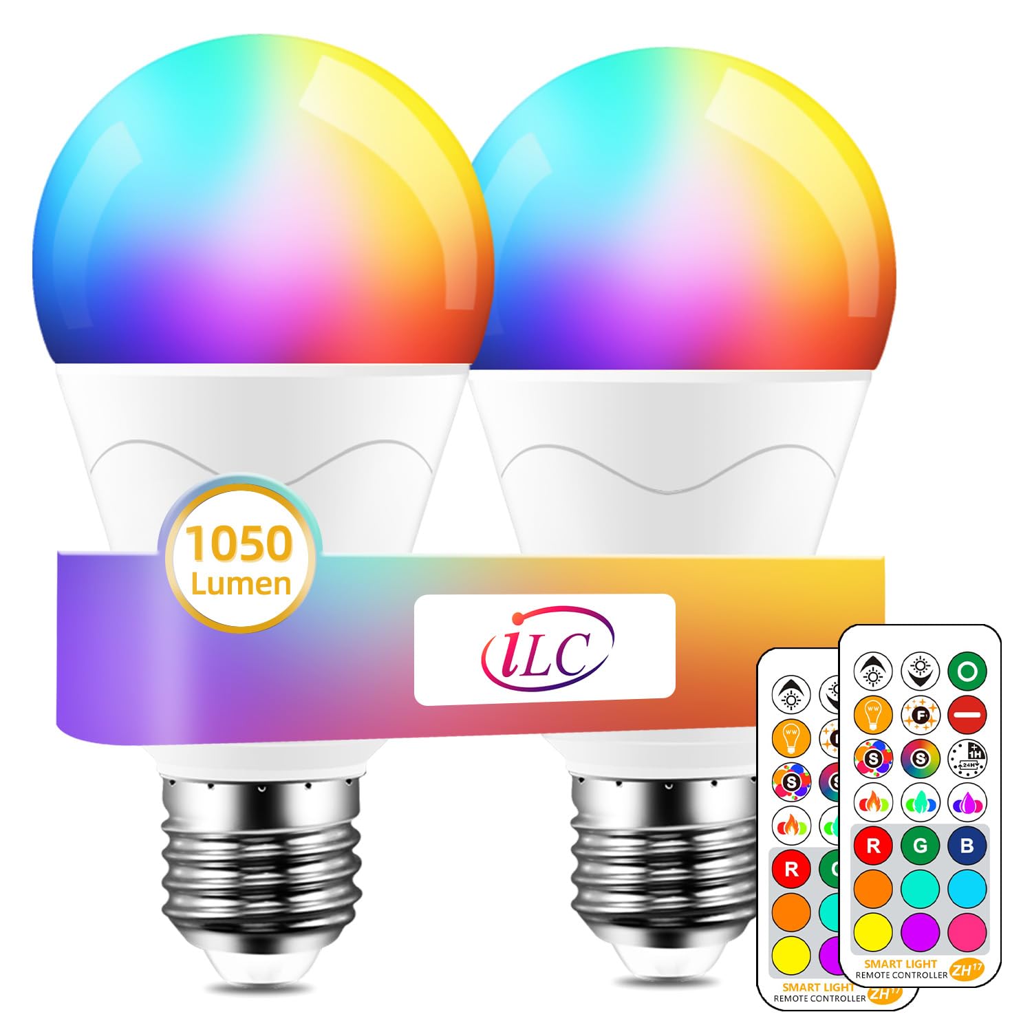 ILC LED bulb remote control demonstrates customizable mood lighting.