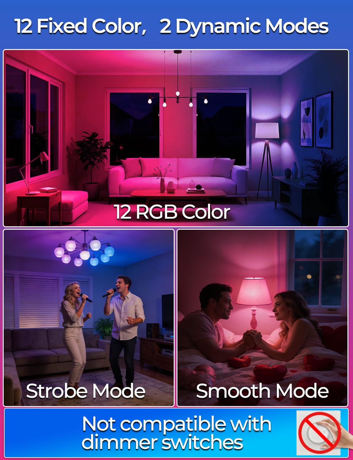 ILC RGB bulb with 270-degree beam offering wide, immersive illumination.