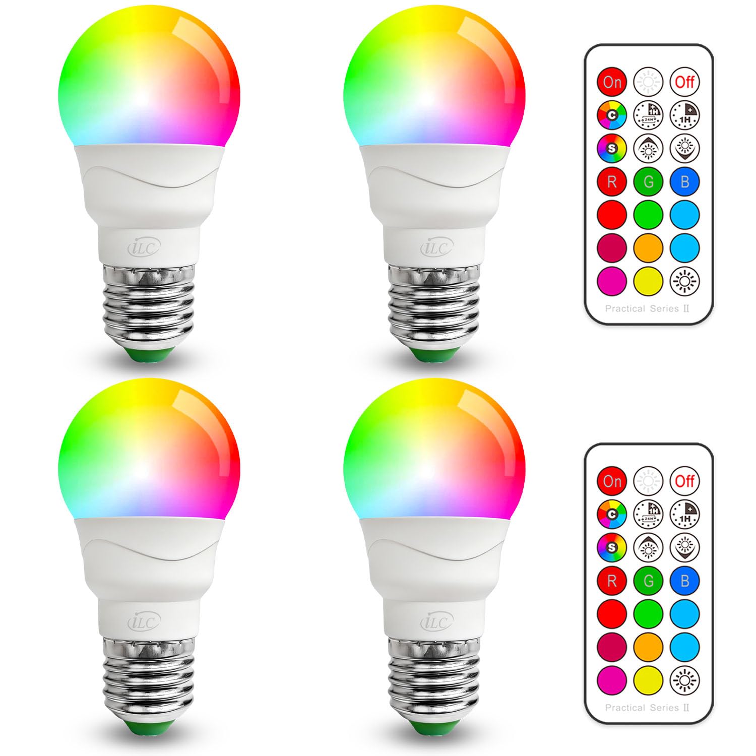 ILC RGB LED light bulb pack enabling versatile mood lighting at home.