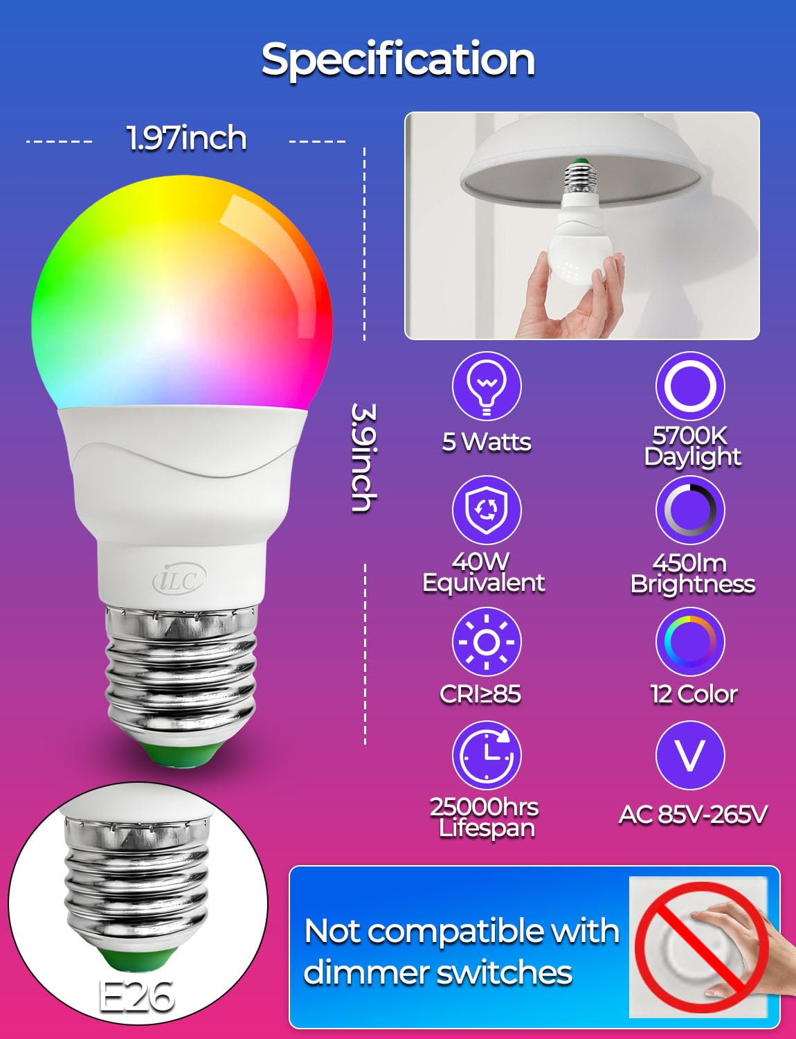 ILC remote control demonstrates easy color and brightness adjustment across bulbs.