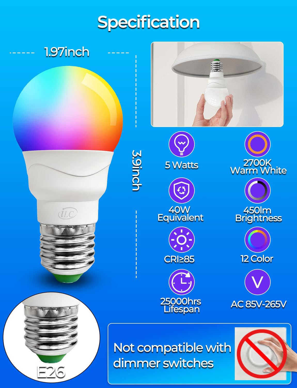 ILC warm white 2700K bulb creates cozy evenings
