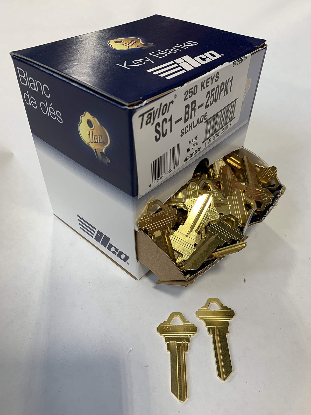 Ilco SC1 brass key blank bulk pack for fast duplication and inventory.