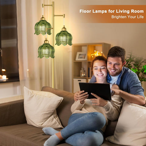 ILLMTW brass tree floor lamp with rotatable heads for flexible placement