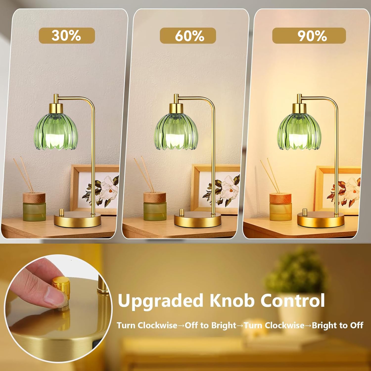 ILLMTW dimmable bedside lamp with flower shade for cozy evenings