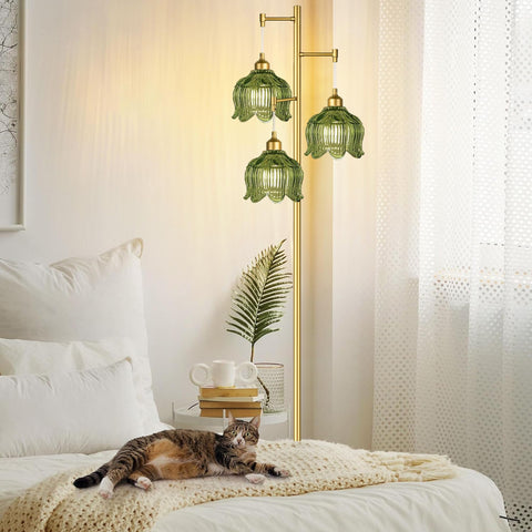 ILLMTW mid-century floor lamp with green shade adds vintage charm
