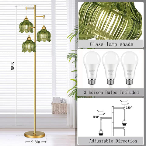 ILLMTW tall boho brass floor lamp suitable for bedroom or lounge