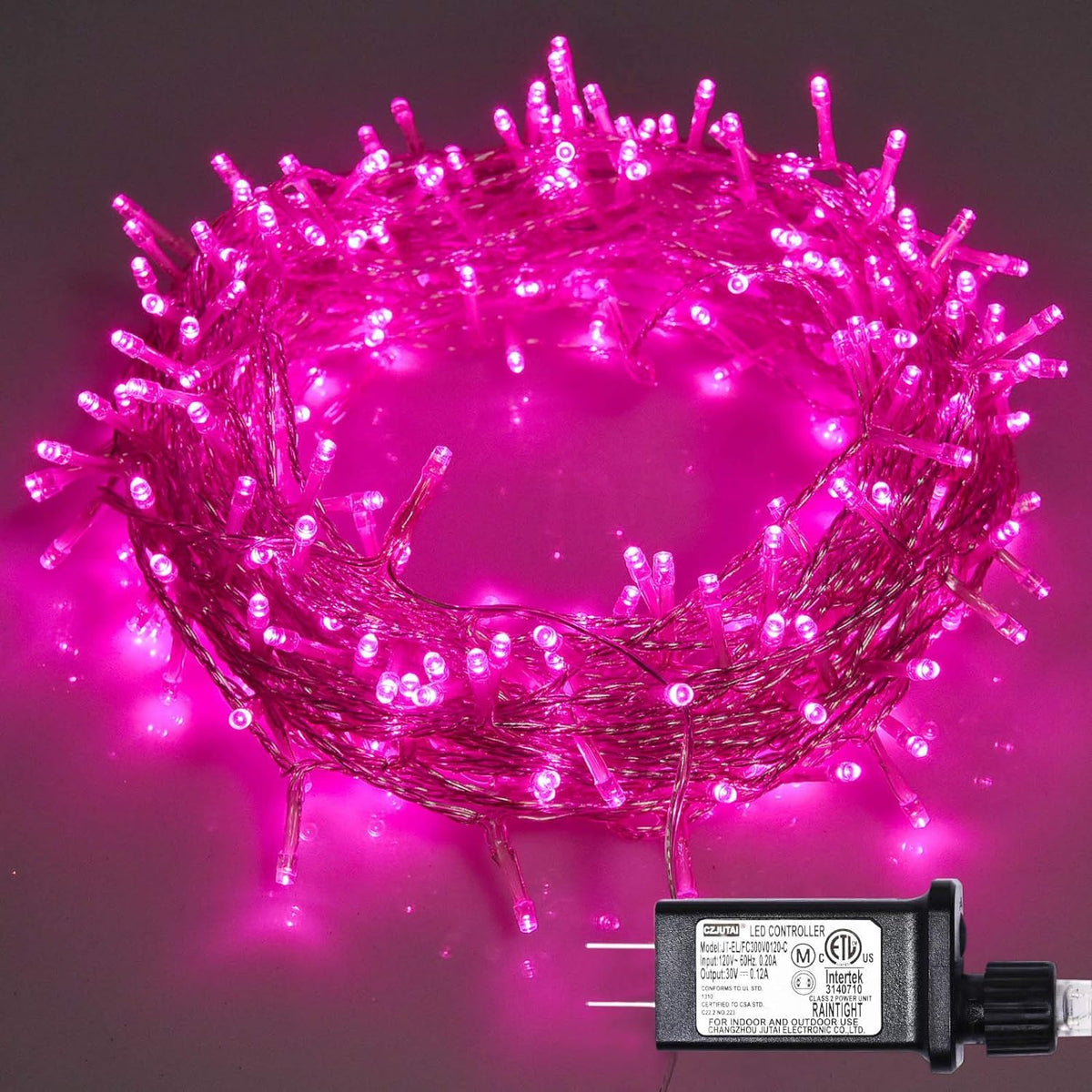 ILLUMINEW pink string lights for outdoor setup, creating a warm, festive ambience.