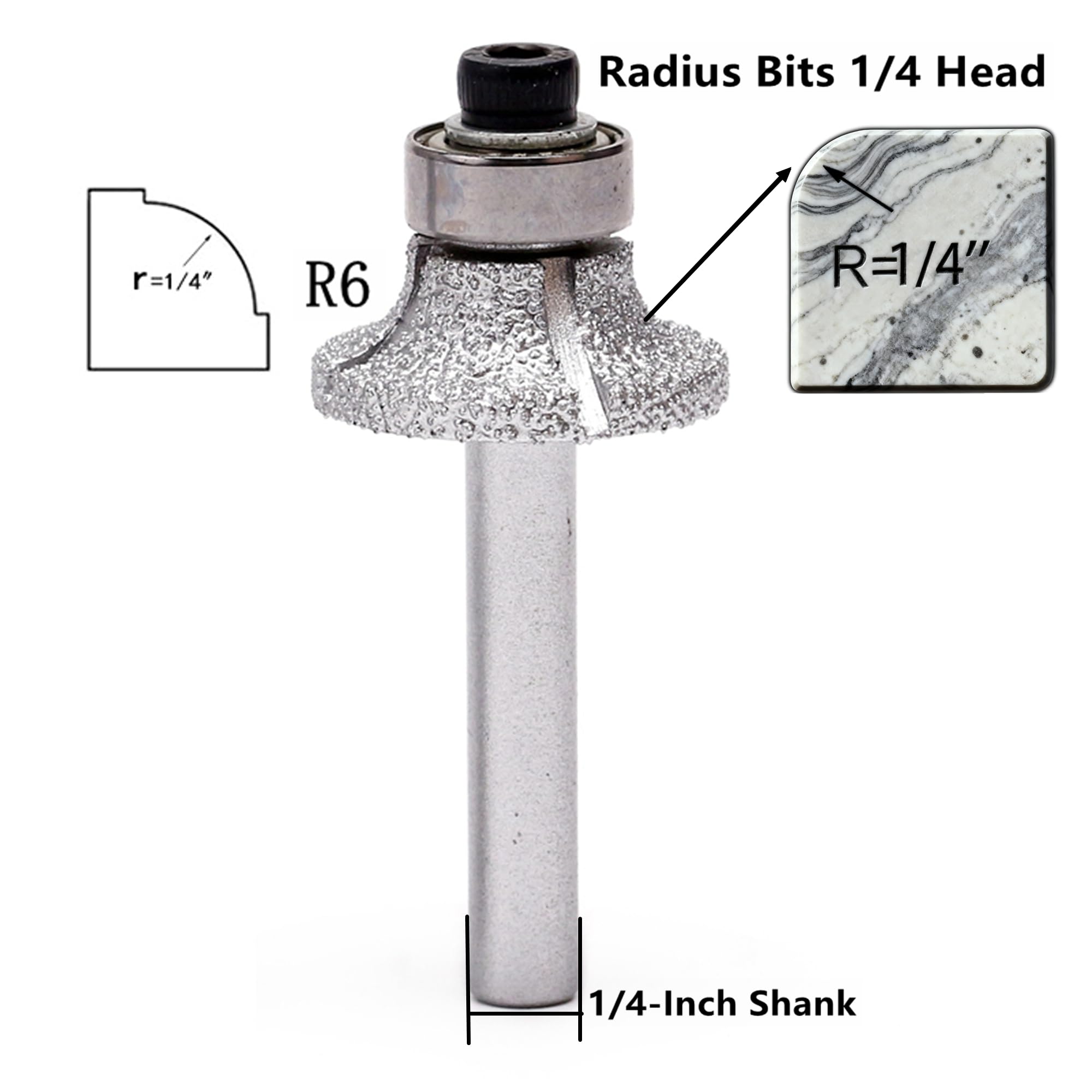 ILOVETOOL radius bit edge-profile view with smooth bullnose contours for stone