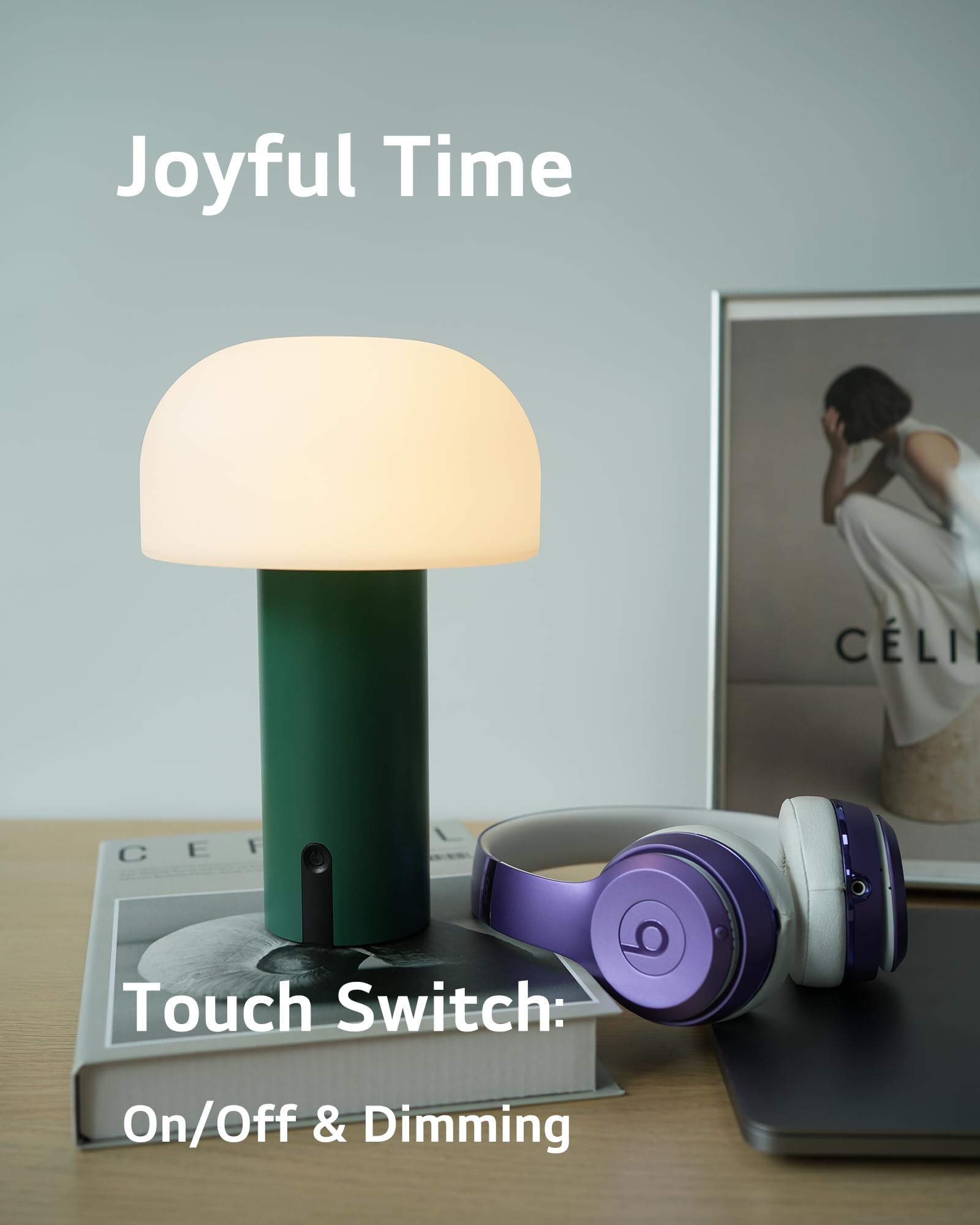 ILOVINIT rechargeable lamp with USB-C and USB-A for charging.