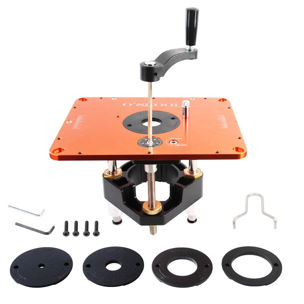 O'SKOOL Router Lift carriage with 3-1/2 inch diameter for precise router mounting.