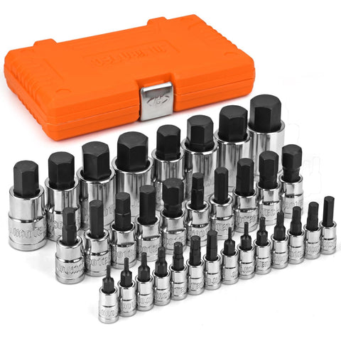 JU JIAN TEC 32-Piece Master HEX Bit Socket Set – S2 & CR-V, SAE & Metric, Molded Case