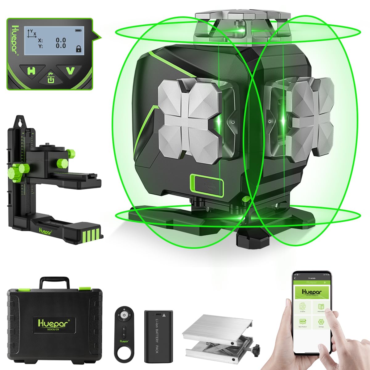 huepar-s04cg-laser-level-setup