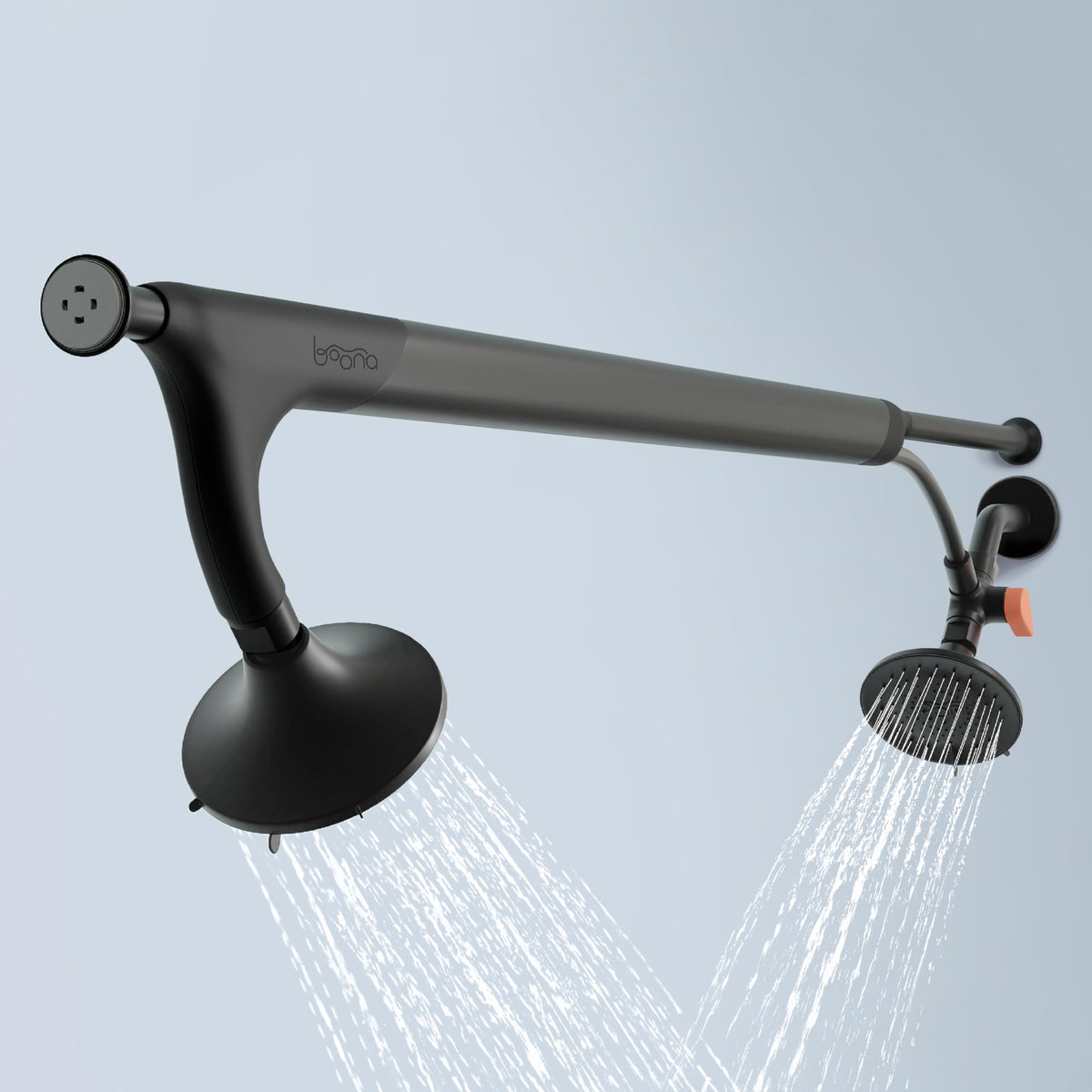 BOONA Original Tandem Shower — Dual Shower Head for Couples | Spa-Quality Pressure in Midnight Black