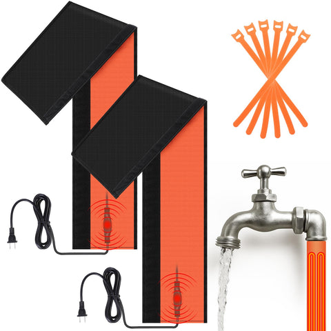 Aurelema 38.5-inch x 7-inch Water Pipe Heat Tape with Thermostat – Self-Regulating, 120V, 2 Pack (Orange)