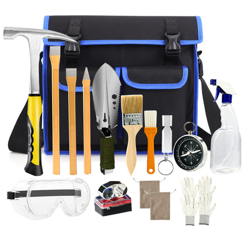 ARTKUNST 17PCS Geology Rock Hammer Kit – 32oz Hammer & 3 Chisels for Field Prospecting