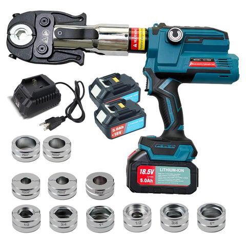 AMZCNC 18V Pro Press Tool for Copper & PEX – Cordless Dies Kit with 1/2, 3/4, 1 in Copper & 3/8–1 in PEX