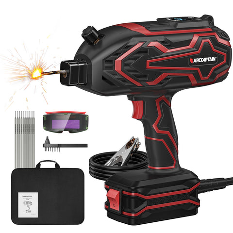 ARCCAPTAIN 140A Handheld Welder – Portable 110V ARC Welder with LED Display, Hot Start, Arc Force, Anti-Stick, Auto-Darkening Goggles